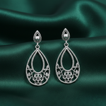 Load image into Gallery viewer, Women's Silver Push Back Darpan 925 Sterling Silver Danglers