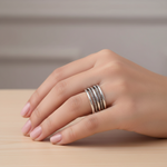 Load image into Gallery viewer, Dual layered Unisex 925 Sterling Silver Ring