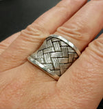 Load image into Gallery viewer, Handmade Woven 925 Sterling Silver Ring (Adjustable Ring Size)