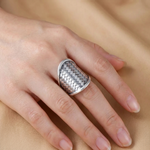 Load image into Gallery viewer, Handmade Woven Signet 925 Sterling Silver Ring (Adjustable Ring Size)