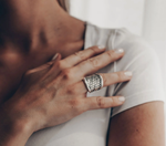 Load image into Gallery viewer, Handmade Woven Signet 925 Sterling Silver Ring (Adjustable Ring Size)