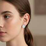 Load image into Gallery viewer, Essential Flower Circle 925 Sterling Silver Stud Earrings
