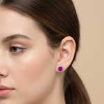 Load image into Gallery viewer, Circular Shaped 925 Sterling Silver Rhodium-Plated Silver Cubic Zirconia Classic Studs Earrings