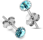 Load image into Gallery viewer, Circular Shaped 925 Sterling Silver Rhodium-Plated Silver Cubic Zirconia Classic Studs Earrings