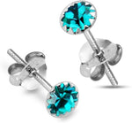 Load image into Gallery viewer, Circular Shaped 925 Sterling Silver Rhodium-Plated Silver Cubic Zirconia Classic Studs Earrings