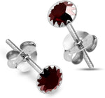 Load image into Gallery viewer, Circular Shaped 925 Sterling Silver Rhodium-Plated Silver Cubic Zirconia Classic Studs Earrings