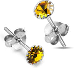 Load image into Gallery viewer, Circular Shaped 925 Sterling Silver Rhodium-Plated Silver Cubic Zirconia Classic Studs Earrings