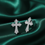 Load image into Gallery viewer, Cross Divine 925 Sterling Silver Stud Earrings