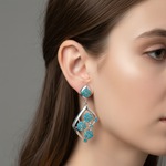 Load image into Gallery viewer, Mogra Firoza Diva 925 Sterling Silver Earrings