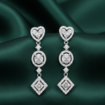 Load image into Gallery viewer, Deluxe 925 Sterling Silver Cubic Zirconia Rhodium Plated Long Dangler Earrings
