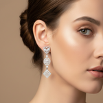 Load image into Gallery viewer, Deluxe 925 Sterling Silver Cubic Zirconia Rhodium Plated Long Dangler Earrings