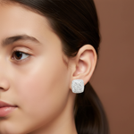 Load image into Gallery viewer, 925 Sterling Silver Rhodium Plated Square Studs Earrings