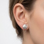 Luxury 925 Sterling Silver Sparkling Round Stud Earrings