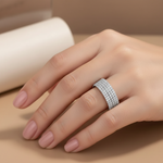 Load image into Gallery viewer, Cinco Eternal 925 Sterling Silver Half Eternity Ring