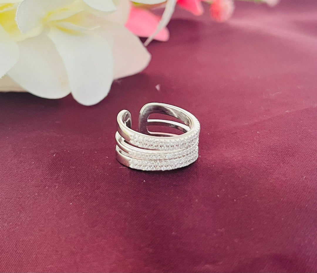 Eternal 925 Sterling Silver Half Eternity Ring Free size