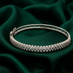Load image into Gallery viewer, 925 Sterling Silver Double Row Pave Crystal Bangle Bracelet
