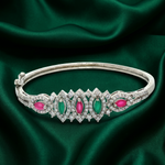 Load image into Gallery viewer, Marquise 925 Sterling Silver Double Row Pave Crystal Bangle Bracelet