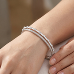 Load image into Gallery viewer, 925 Sterling Silver Double Row Pave Crystal Bangle Bracelet