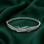 Load image into Gallery viewer, 925 Sterling Silver CZ Wave Kada Bracelet