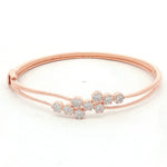 Load image into Gallery viewer, 925 Sterling Silver CZ Floral Cluster Kada Bracelet