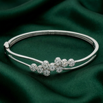 Load image into Gallery viewer, 925 Sterling Silver CZ Floral Cluster Kada Bracelet