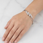 Load image into Gallery viewer, 925 Sterling Silver CZ Floral Cluster Kada Bracelet