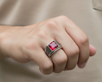 Load image into Gallery viewer, Triad Red Stone 925 Sterling Silver Men's Ring