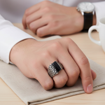 Load image into Gallery viewer, Poseidon Noir 925 Sterling Silver Men's Ring