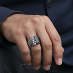 Load image into Gallery viewer, Poseidon Noir 925 Sterling Silver Men's Ring
