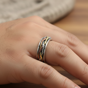 Triad Celtic 3 Tone 925 Sterling Silver Men's Ring