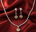 Load image into Gallery viewer, Dual Swag 925 Sterling Silver Necklace with earring Set Studded with Cubic Zircons
