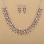 Load image into Gallery viewer, 925 Sterling Silver Pink Necklace with Earring Set Studded With Cubic Zircons