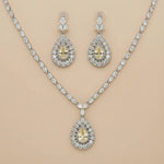Load image into Gallery viewer, 925 Sterling Silver Yellow Pendant Necklace with Earring Set Studded With Cubic Zircons