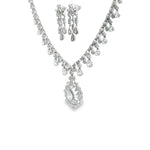 Load image into Gallery viewer, 925 Sterling Silver Necklace with Earring Set Studded With Cubic Zircons