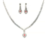 Load image into Gallery viewer, 925 Sterling Silver Pink Stone Necklace with Earring Set Studded With Cubic Zircons