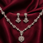 Load image into Gallery viewer, 925 Sterling Silver Designer Necklace Set with Crystal Accents