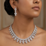 Load image into Gallery viewer, 925 Sterling Silver Designer Necklace Set with Crystal Accents