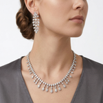 Load image into Gallery viewer, 925 Sterling Silver Designer Necklace Set with Crystal Accents