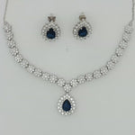 Load image into Gallery viewer, Elegant 925 Sterling Silver Necklace Set with Crystal Pendant & Stud Earrings