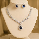 Load image into Gallery viewer, Elegant 925 Sterling Silver Necklace Set with Crystal Pendant & Stud Earrings
