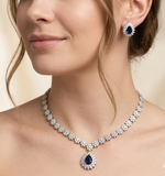 Load image into Gallery viewer, Elegant 925 Sterling Silver Necklace Set with Crystal Pendant & Stud Earrings