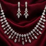 Load image into Gallery viewer, Designer 925 Silver Necklace Set with Sparkling Dangling Drops