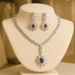 Load image into Gallery viewer, Elegant 925 Sterling Silver Necklace Set with Crystal Pendant & Stud Earrings