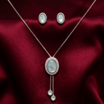 Load image into Gallery viewer, 925 Sterling Silver Necklace with Earring Set Studded With Cubic Zircons
