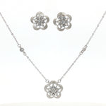 Load image into Gallery viewer, 925 Sterling Silver Necklace with Earring Set Studded With Cubic Zircons