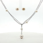 Load image into Gallery viewer, Elegant 925 Sterling Silver Pearl Necklace & Stud Earring Set