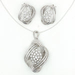Load image into Gallery viewer, 925 Sterling Silver Necklace with Earring Set Studded With Cubic Zircons