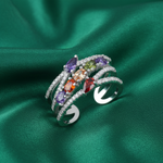 Load image into Gallery viewer, Damia Color 925 Sterling Silver Ring Adjustable Ring size. Comfortably fits Indian size 9 to 17