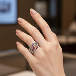 Load image into Gallery viewer, Damia Color 925 Sterling Silver Ring Adjustable Ring size. Comfortably fits Indian size 9 to 17