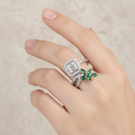 Load image into Gallery viewer, Dual Element 925 Sterling Silver Ring. Adjustable ring , Comfortably fits Indian Sizes 9 to 17